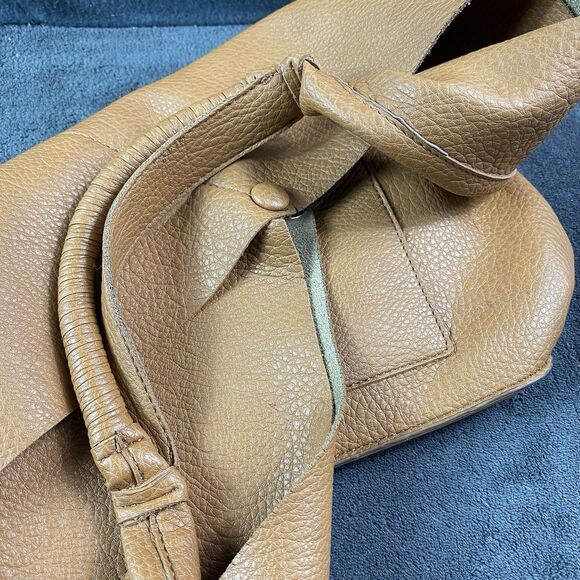 Brown Pebbled Vegan Leather Tote Bag Double Front Pocket Large Slouchy Hobo Purs - Picture 11 of 11